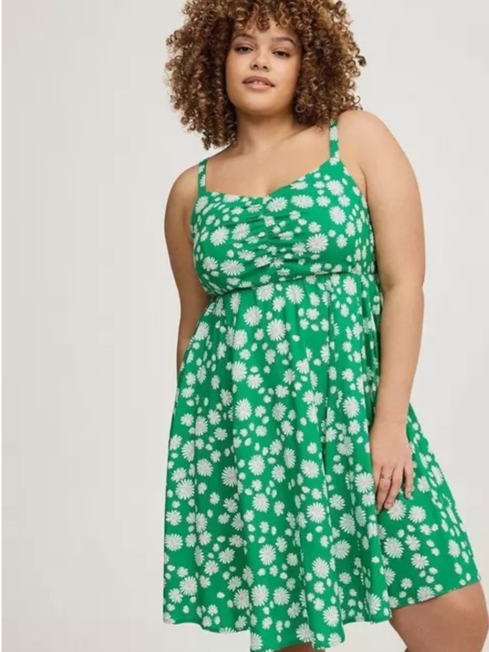 NWT Torrid Mini Challis Skater Dress Sz 14-16 Daisy Floral Green White
